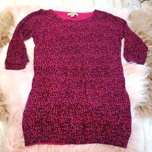 Hot pink leopard long sweater forever 21 🐆💕 size medium m
